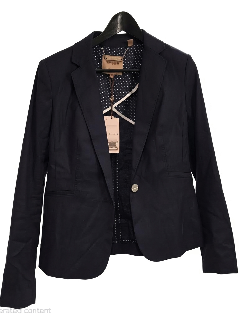 Ted Baker Dark Blue Single-Button Blazer And Pants with Polka-Dot Lining